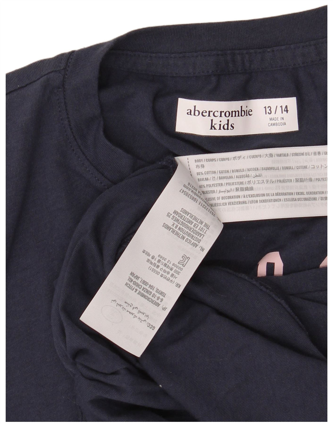 ABERCROMBIE & FITCH Camiseta estampada para niña 13-14 años Azul marino Algodón
