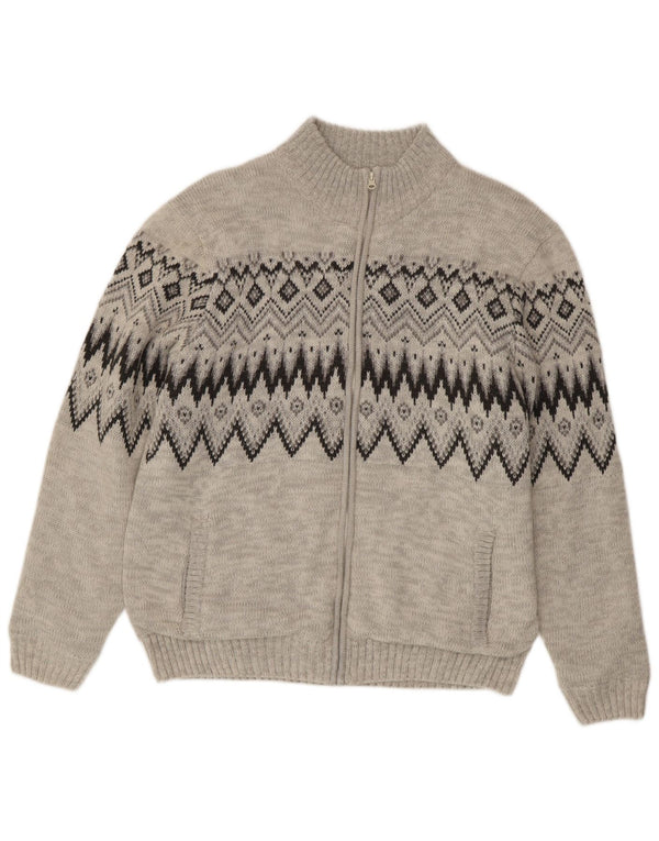 Atlas For Men Suéter tipo cárdigan para hombre XL Gris Fair Isle Acrílico