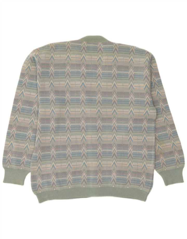 Bernardini Cárdigan De Hombre Grande De Lana Geométrica Multicolor