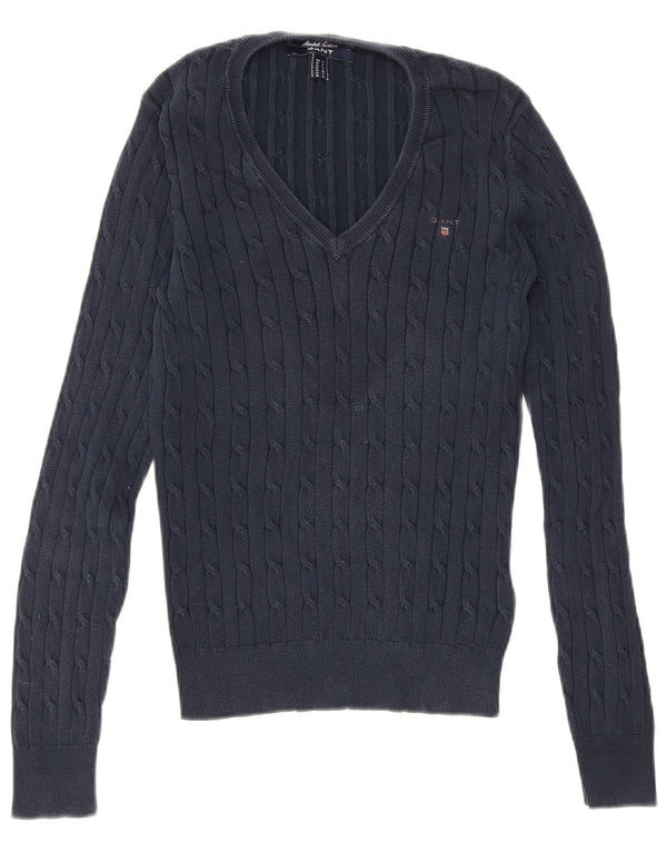 Gant Jersey con Cuello en V para Hombre Small Azul Marino Algodón