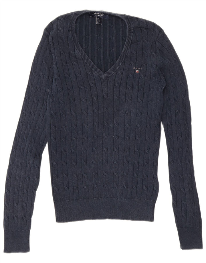 Gant Jersey con Cuello en V para Hombre Small Azul Marino Algodón