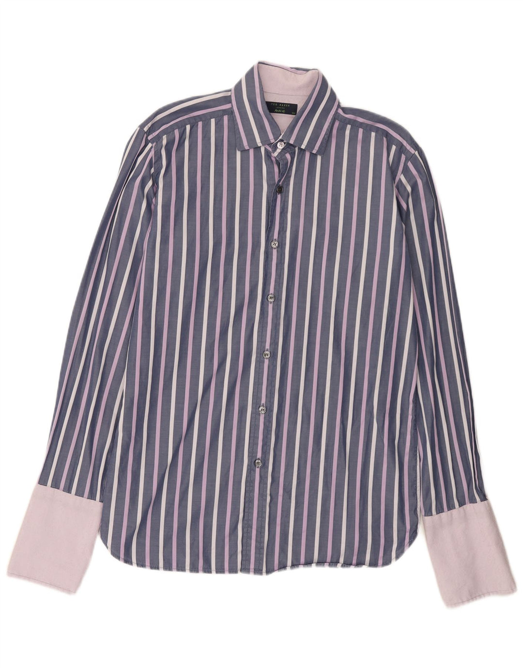 Ted Baker - Camisa formal para hombre, talla 15 1/2, algodón a rayas, color morado mediano