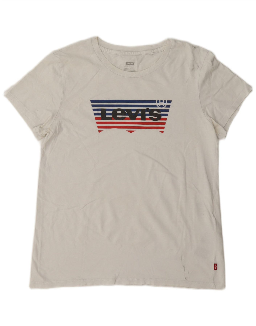 Levi's Camiseta gráfica para mujer Top UK 44 Algodón blanco mediano