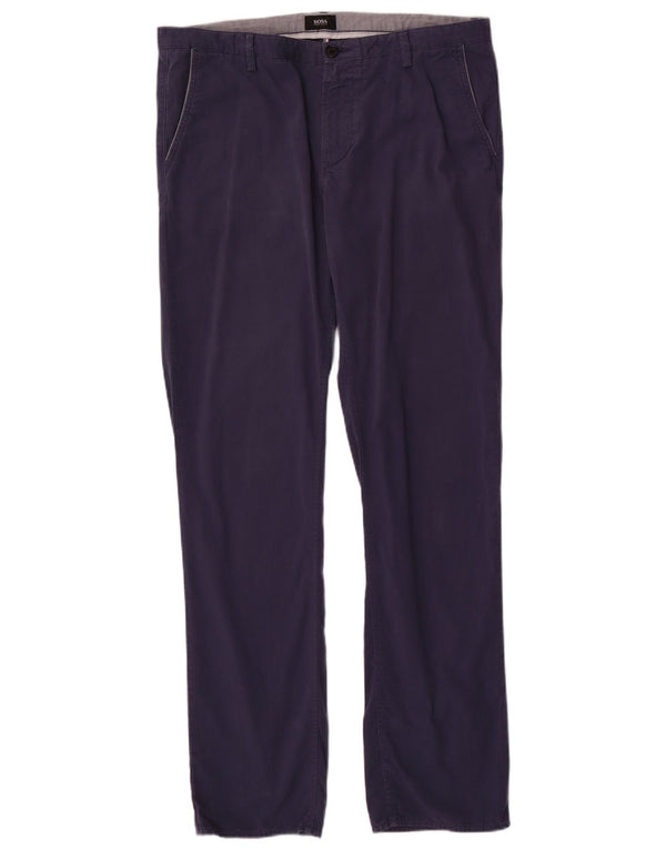 Hugo Boss Pantalón chino recto para hombre IT 52 XL W36 L32 Algodón azul marino