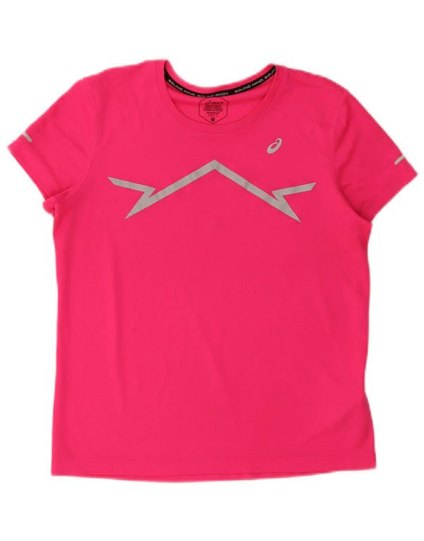 Asics Camiseta gráfica para mujer Top UK 10 Small Pink Poliéster
