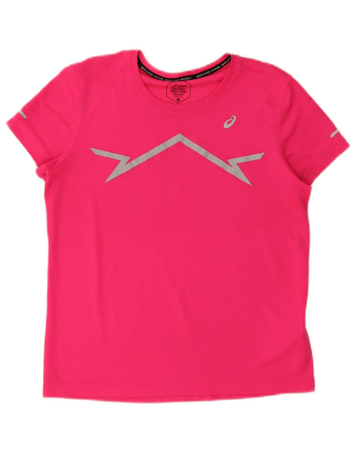 Asics Camiseta gráfica para mujer Top UK 10 Small Pink Poliéster