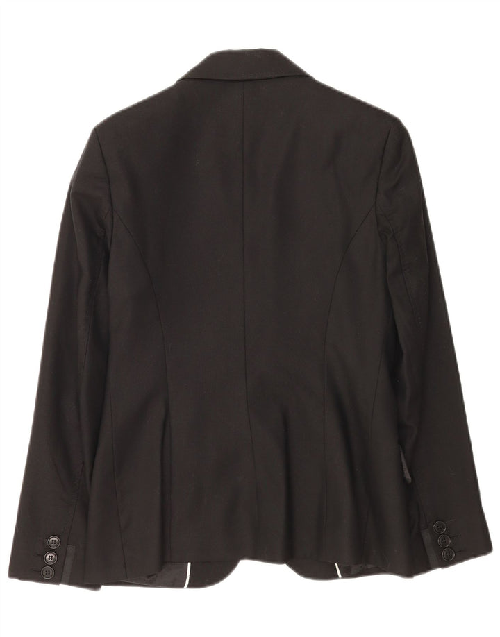 Laura Ashley Chaqueta Blazer de 1 botón para Mujer UK 10 Small Lana Negra