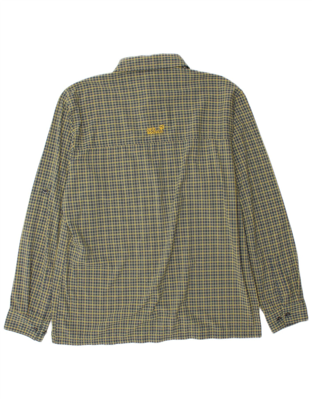 JACK WOLFSKIN Camisa Hombre UK 40/42 Large Amarillo Cuadros Poliamida