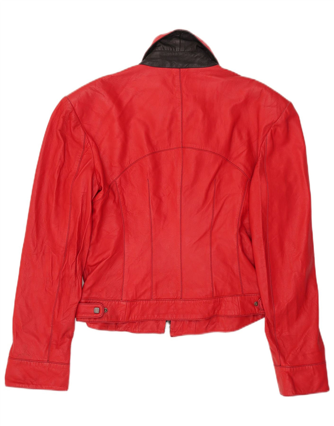 David 2 Chaqueta de cuero para mujer UK 44 Cuero color block rojo mediano
