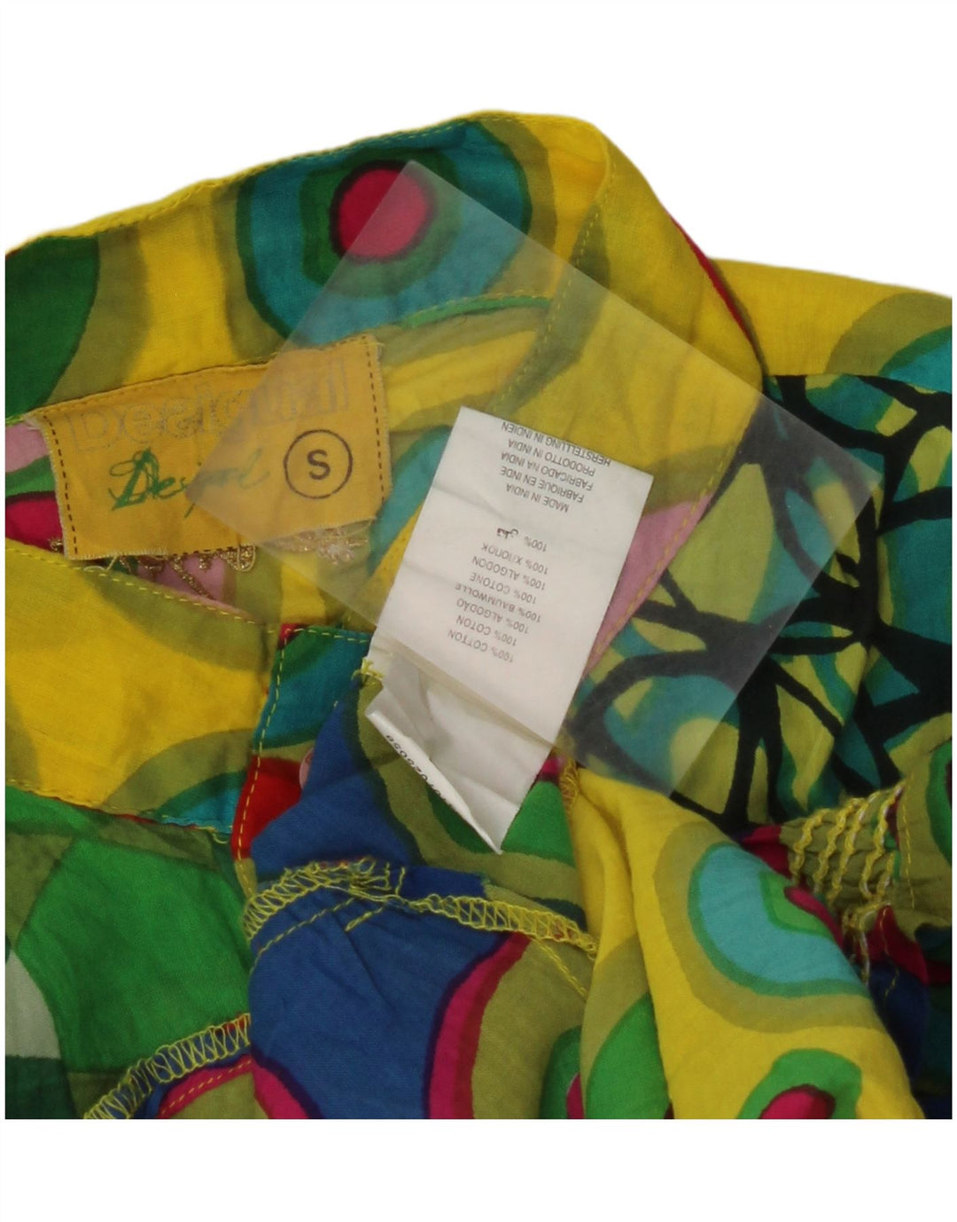 DESIGUAL Blusa para mujer Top UK 10 Small Multicolor Geométrico Algodón