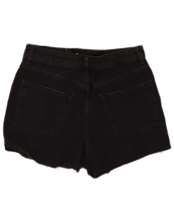 Topshop Pantalones cortos de mezclilla desgastados Mom para mujer UK 10 Small W28 Algodón negro
