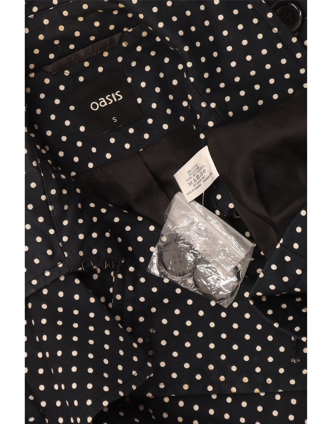 Gabardina Oasis para mujer Reino Unido 8 Pequeño Algodón de lunares negros
