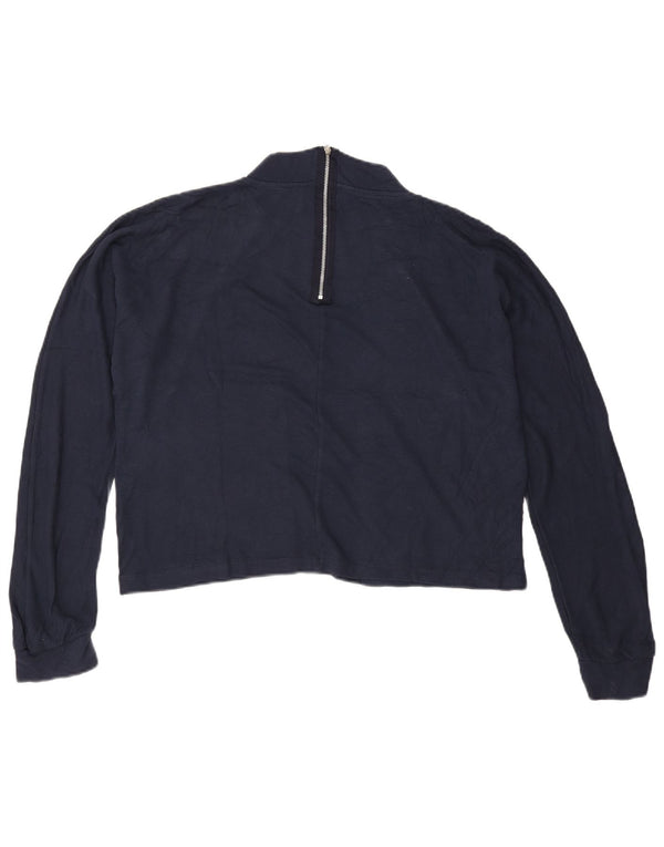 Zara Top corto extragrande con cuello y cremallera y manga larga para mujer UK 46 Large Azul marino