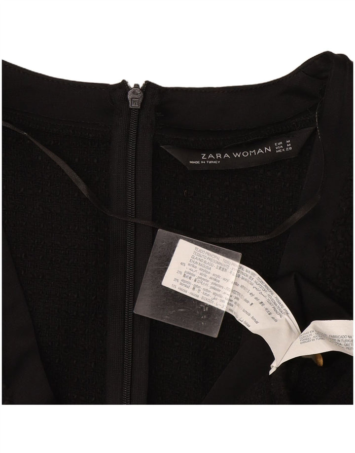 Zara Mujer Vestido Recto UK 42 Medio Negro Acrílico