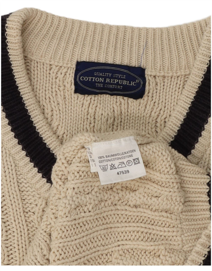 Cotton Republic Jersey con Cuello en V para Hombre de algodón Blanco Roto Medio