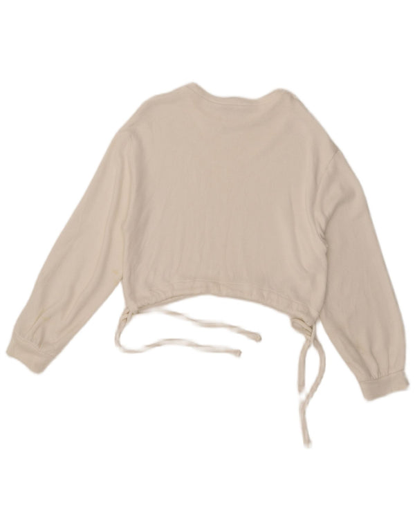 Zara Mujer Crop Sudadera Jumper UK 10 Small Blanco