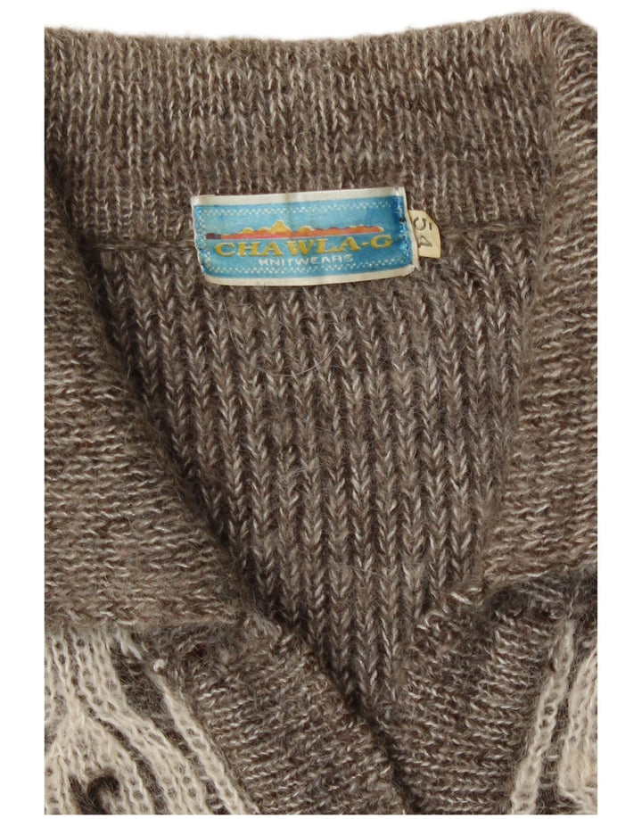 Vintage mujer Cardigan suéter IT 54 3XL gris geométrico