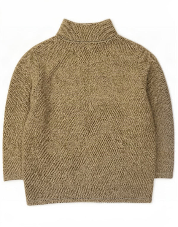 Vintage mujer polar chándal top chaqueta Reino Unido 14 poliéster beige grande