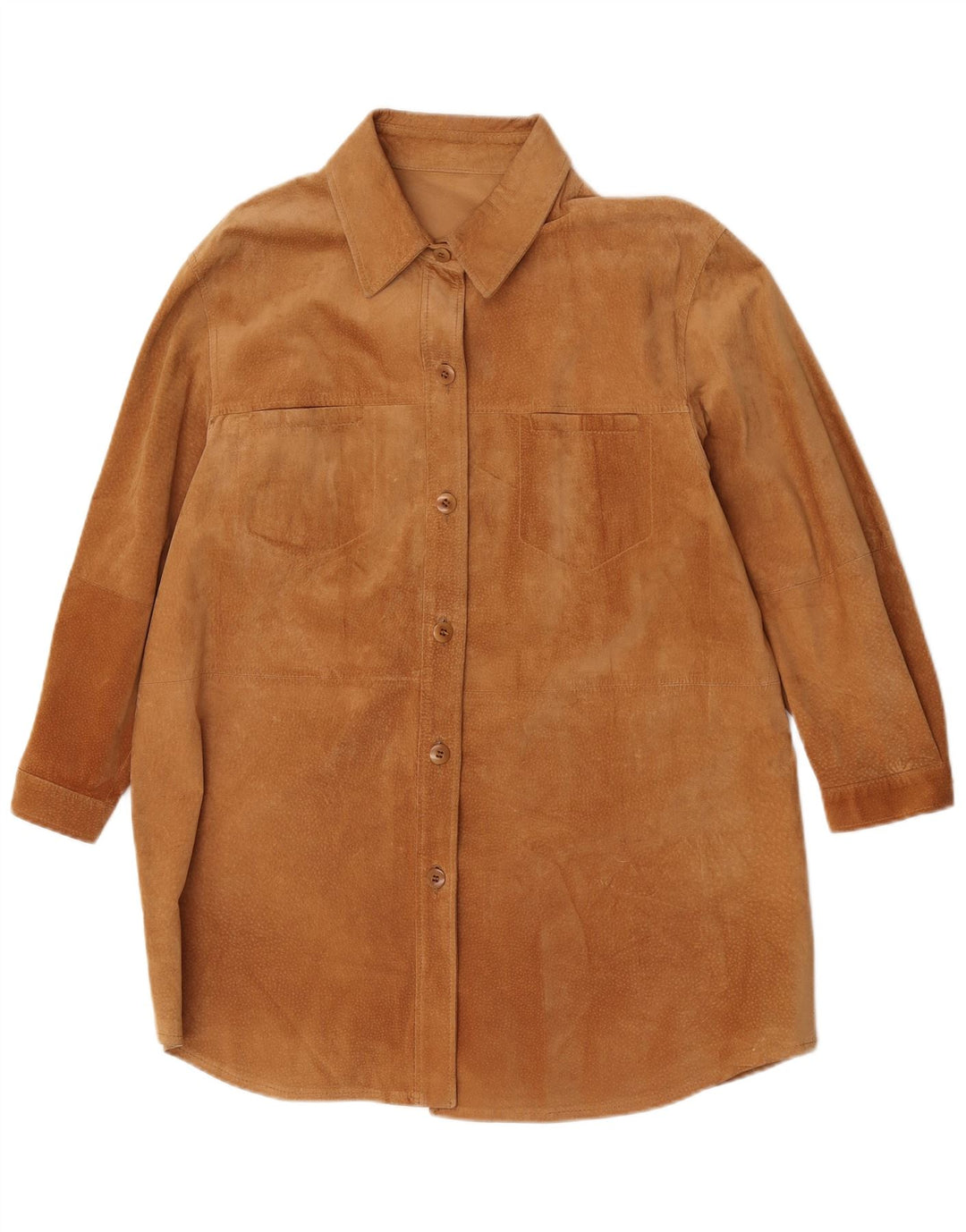 Vintage mujer sobrecamisa ante camisa Reino Unido 18 XL marrón