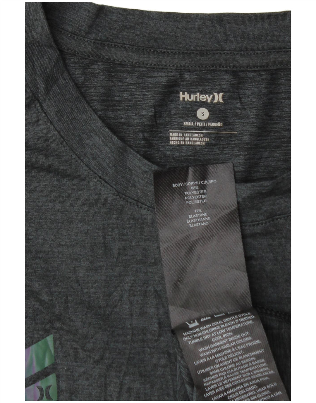 Hurley Mens Petit Camiseta Top Pequeño Gris Poliéster