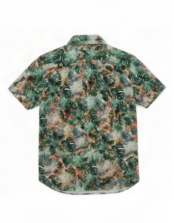 Camisa Pure Hombre Manga Corta Talla 43/44 XL Algodón Floral Verde