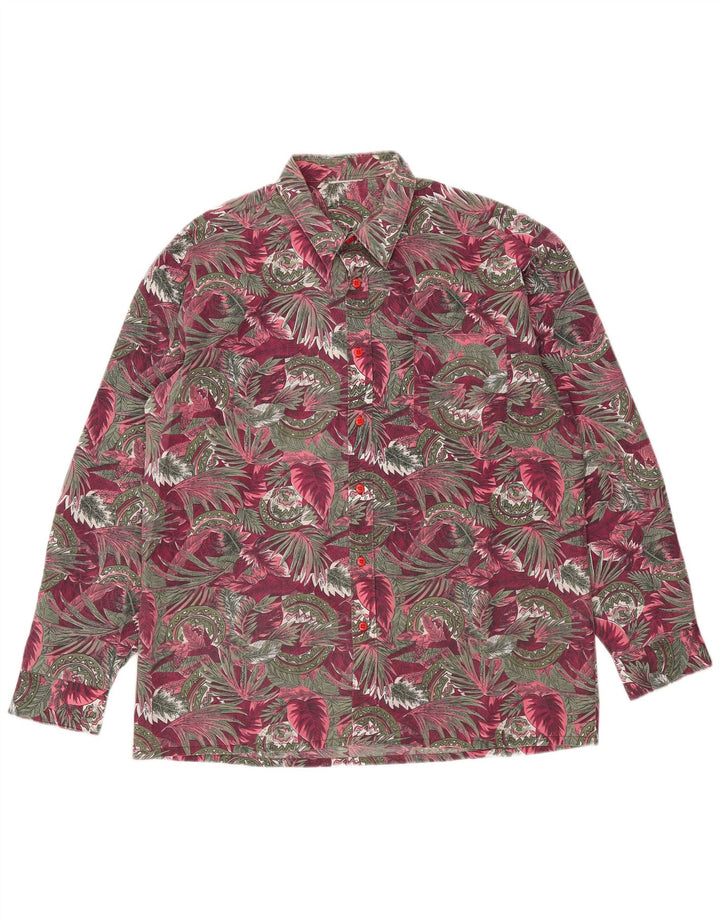 Camisa vintage para hombre grande rosa floral