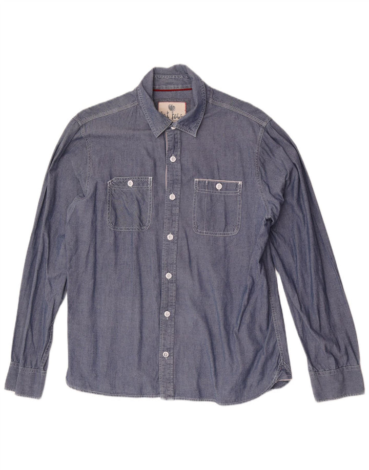 Camisa para hombre Fat Face Grande Azul Algodón