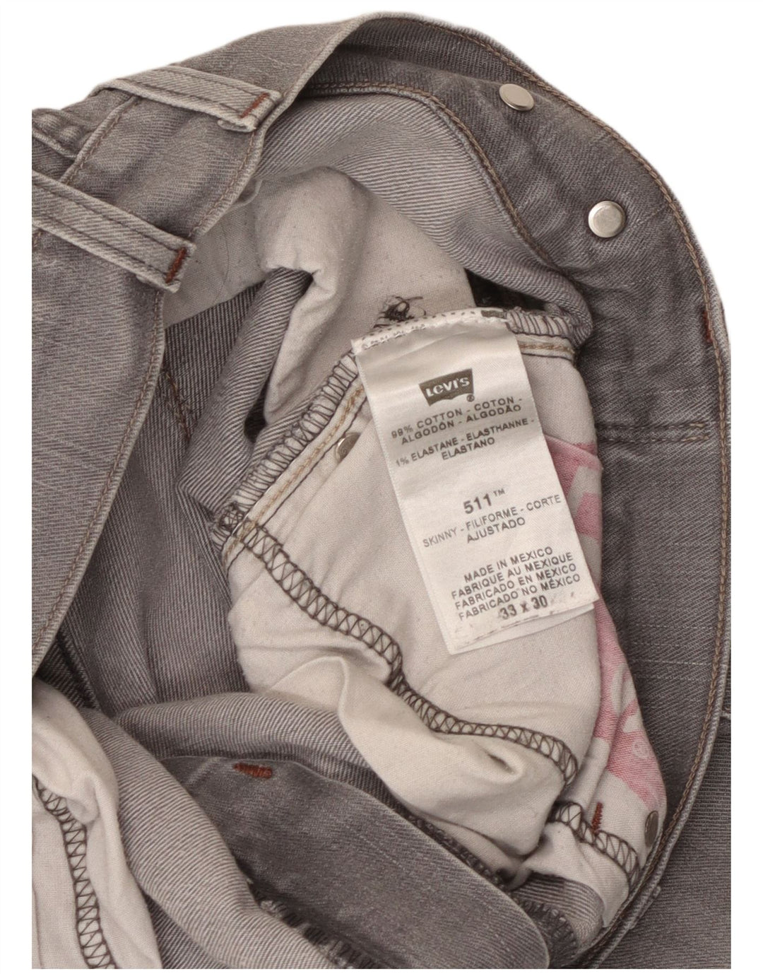 Levi's Mujer 511 Skinny Jeans W33 L30 Algodón Gris