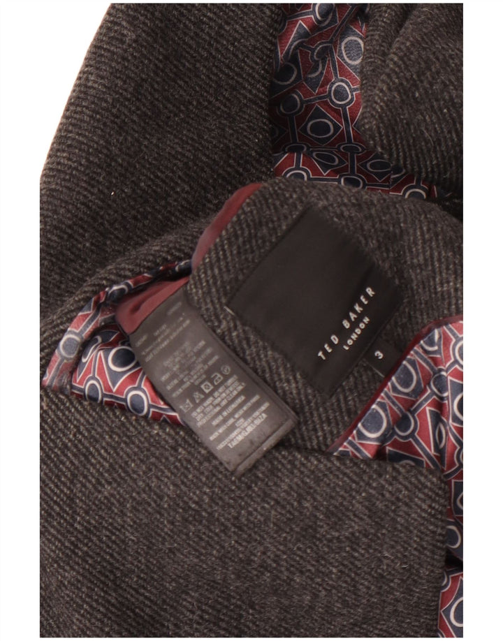 Ted Baker Chaquetón para hombre Talla 3 Lana gris medio