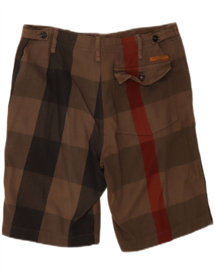 Burberry Pantalones cortos chinos para hombre W30 Algodón a cuadros marrón medio
