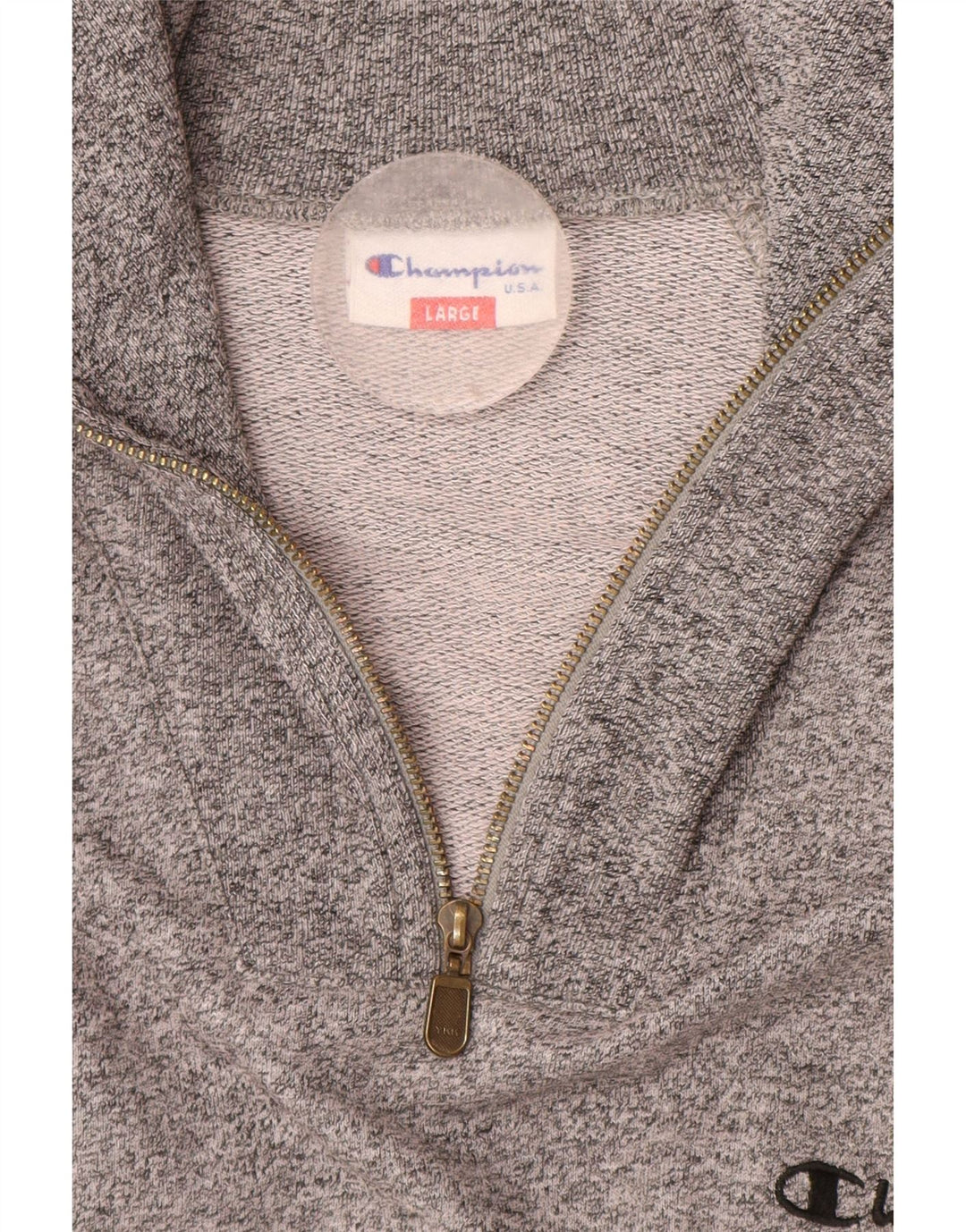 CHAMPION Sudadera con cuello y cremallera para hombre Jumper Large Grey Colorblock