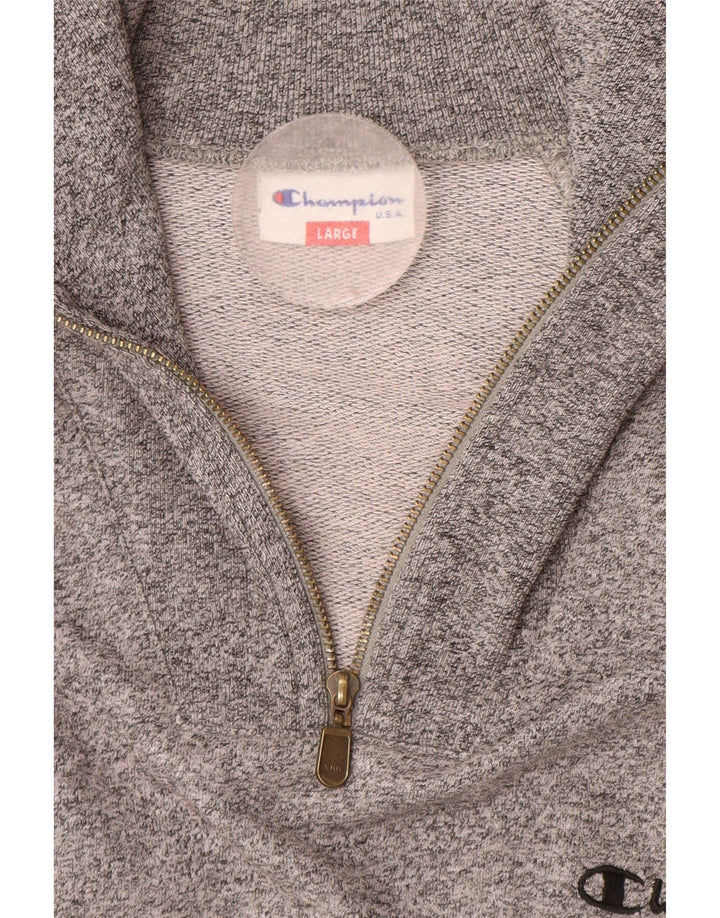 CHAMPION Sudadera con cuello y cremallera para hombre Jumper Large Grey Colorblock