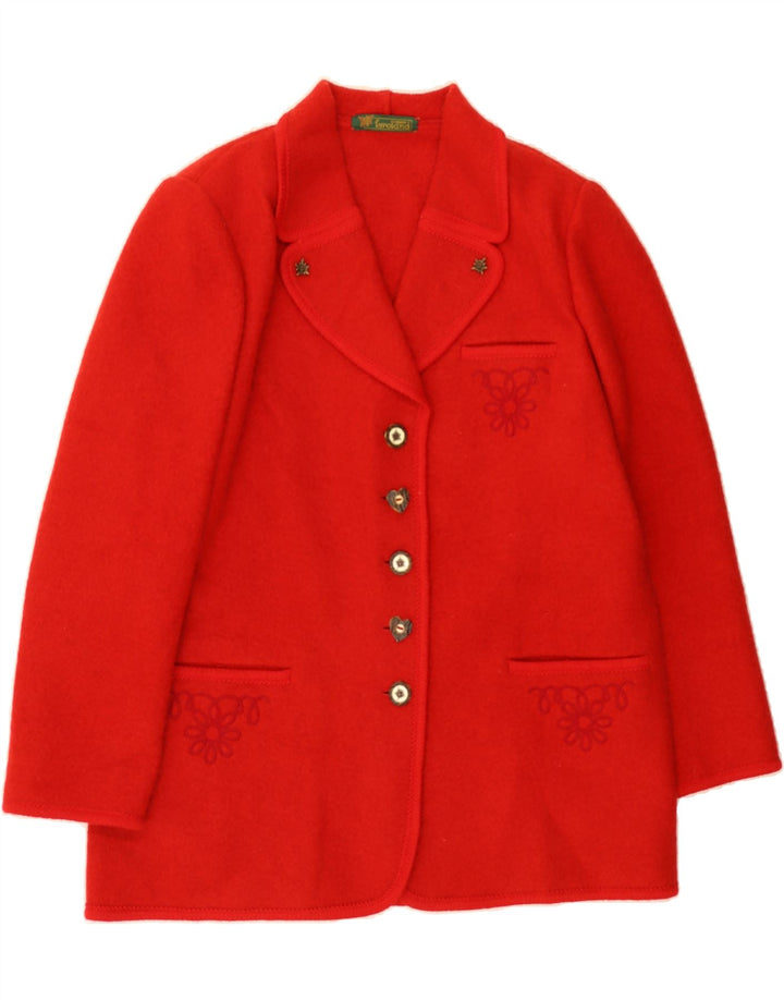 TYROLEAN Womens Overcoat UK 16 Large Red Floral Vintage Tyrolean and Second-Hand Tyrolean from Messina Hembry 
