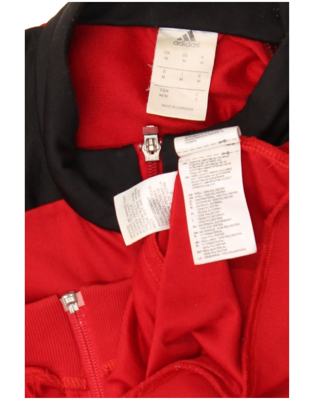 Adidas Hombre Chándal Top Chaqueta Medio Rojo Colorblock Poliéster