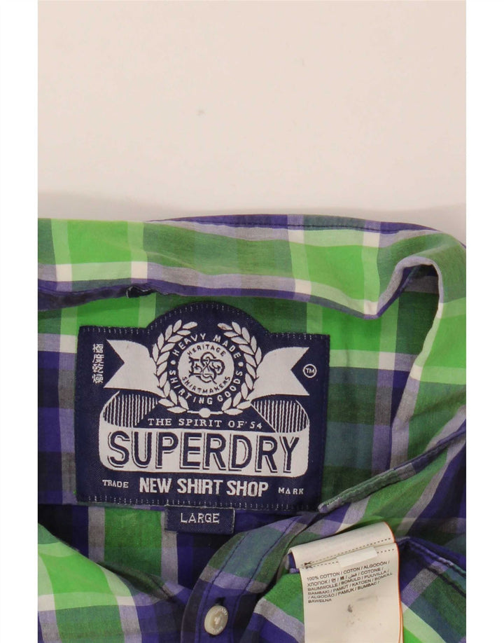 Camisa Superdry para hombre de algodón a cuadros verdes grandes
