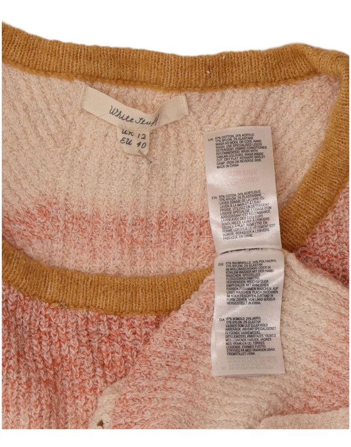 White Stuff Suéter tipo jersey con cuello redondo para mujer, talla 40, talla mediana, color rosa a rayas