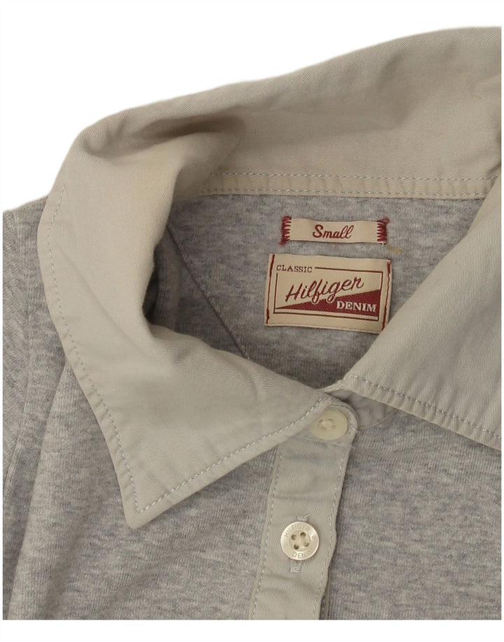 TOMMY HILFIGER Polo de manga larga para mujer UK 8 Small Gris