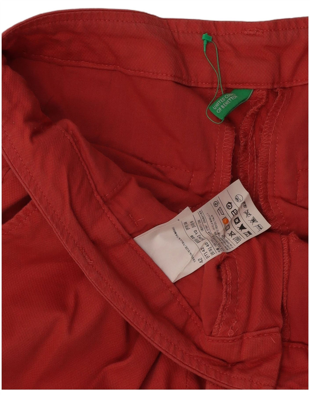 BENETTON Pantalones cortos rectos para mujer UK 10 Small W31 L25 Algodón rojo