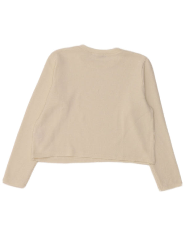 Zara Mujer Crop Top Manga Larga UK 44 Medio Blanco Poliéster