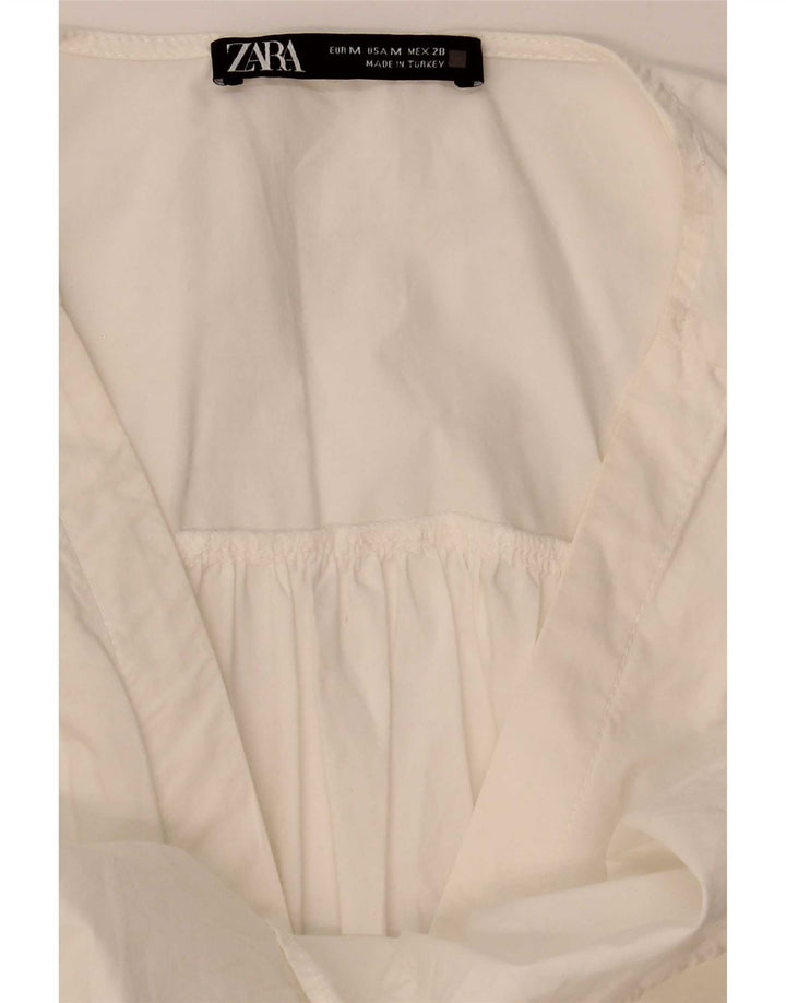 Zara Mujer Vestido Escalonado UK 44 Medio Blanco