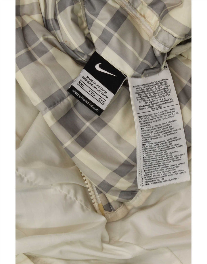 Nike Chaqueta acolchada reversible con capucha para hombre UK 44 2XL Poliéster a cuadros blancos