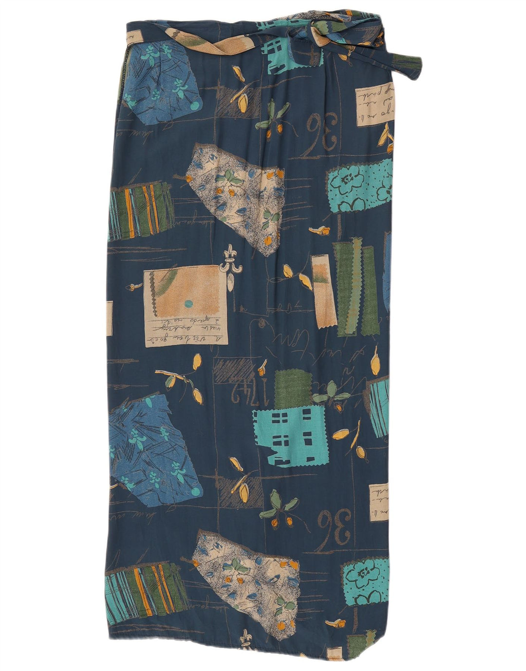 Vintage mujer abrigo falda W30 medio azul marino patchwork