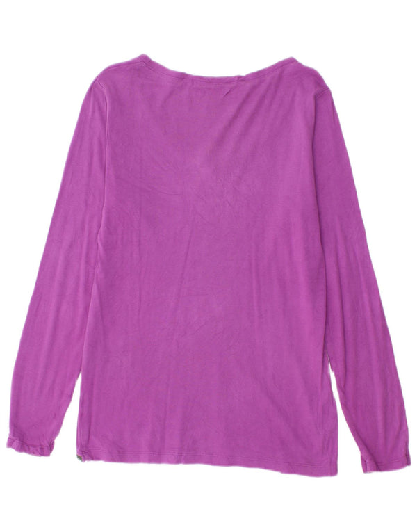EDDIE BAUER Top de mujer de manga larga UK 14 Algodón morado medio
