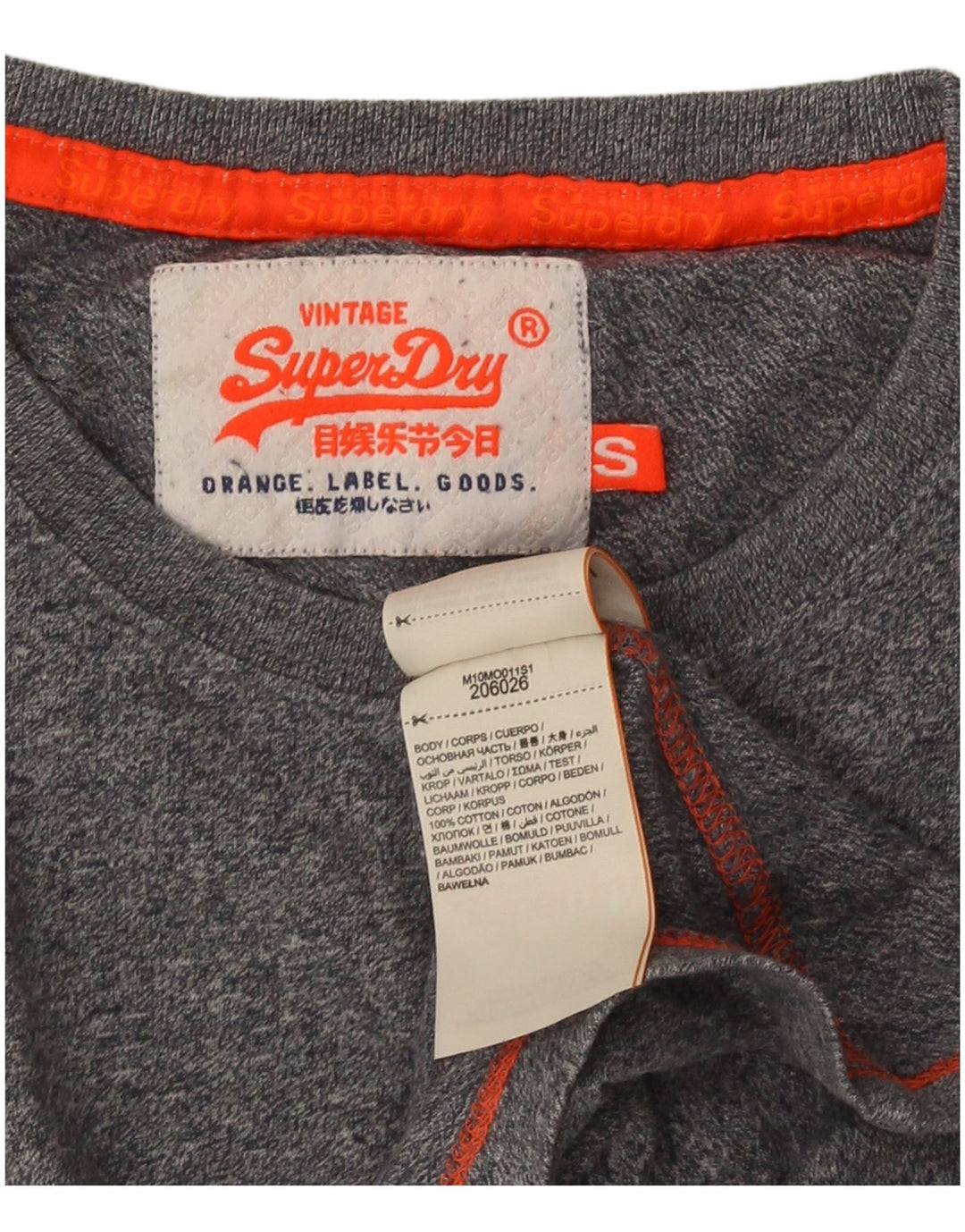 Superdry Camiseta para hombre Top Small de algodón moteado gris