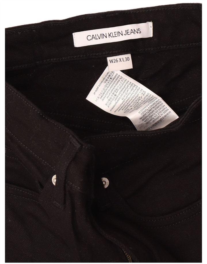 CALVIN KLEIN Vaqueros ajustados de cintura alta para mujer W26 L30 Algodón negro