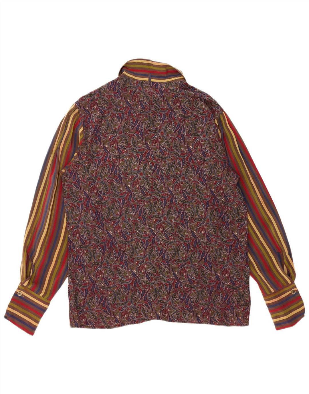 VINTAGE Blusa camisa de mujer Reino Unido 12 Seda paisley multicolor mediana
