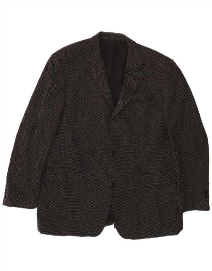 HUGO BOSS Chaqueta tipo blazer de 3 botones para hombre EU 56 3XL Lana manchada negra
