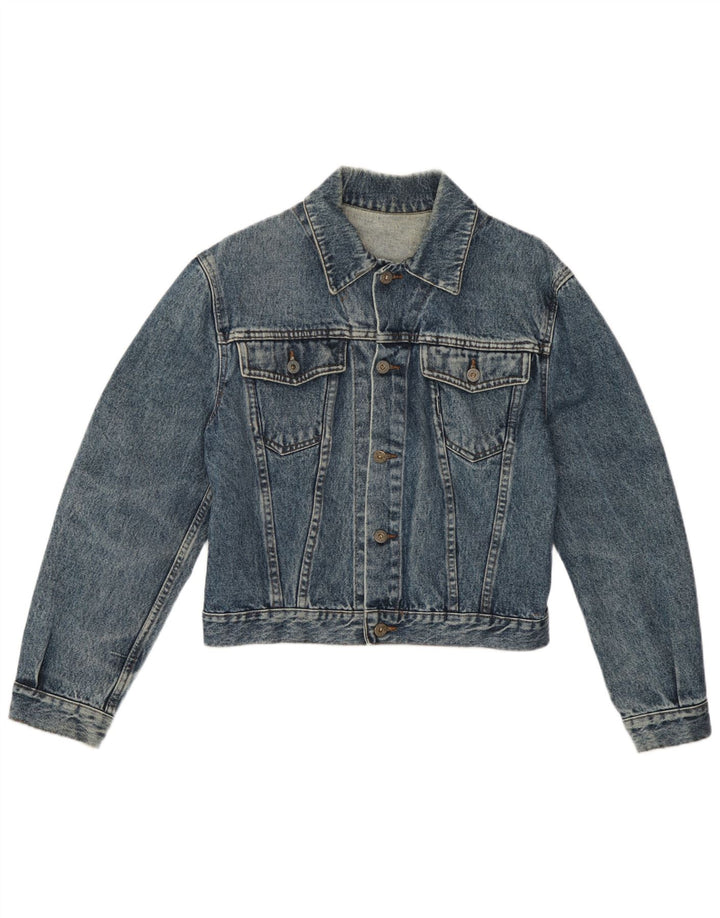 Vintage mujer crop denim chaqueta Reino Unido 14 grande azul Paisley