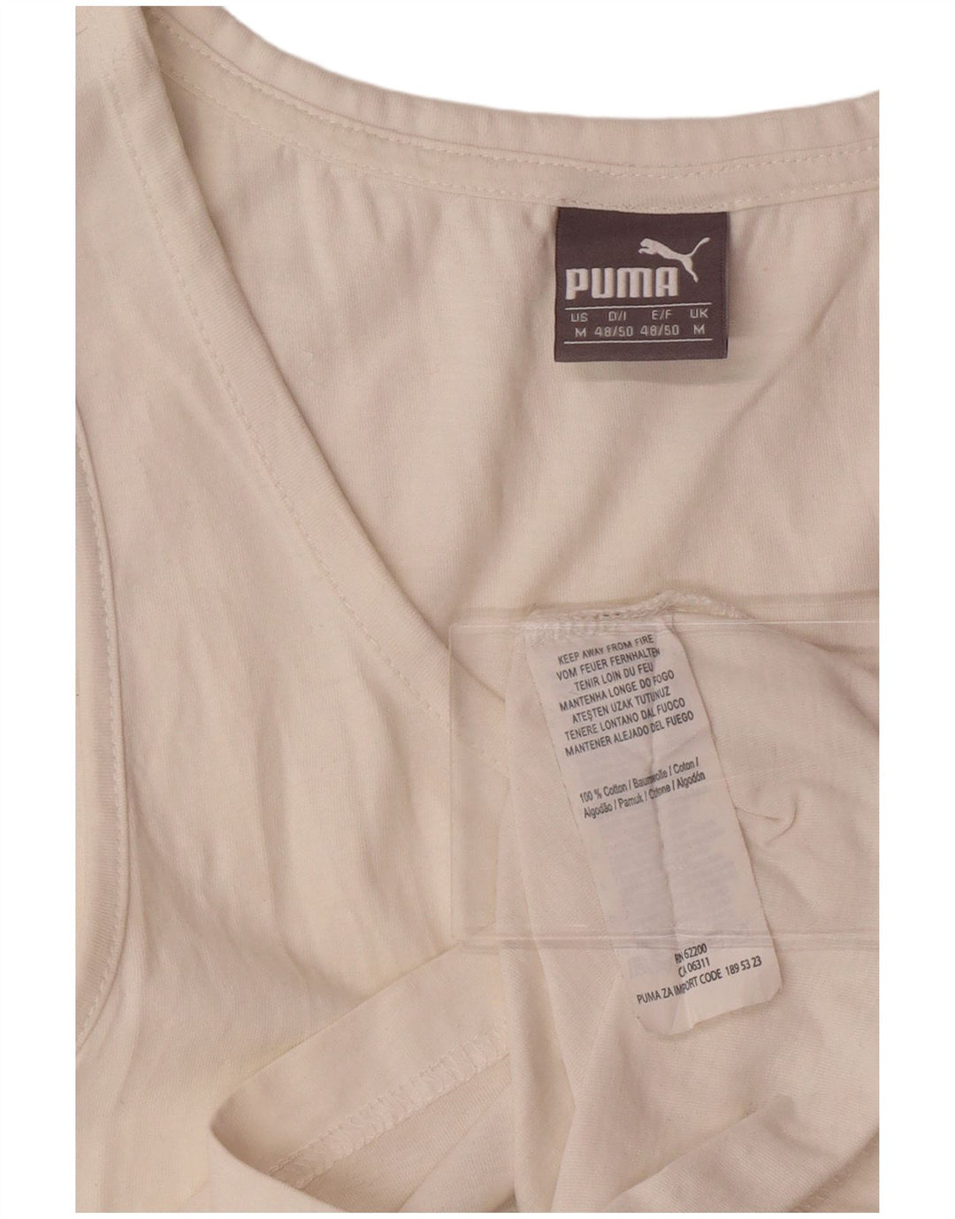 PUMA Mens Graphic Vest Top Medium Off White Cotton