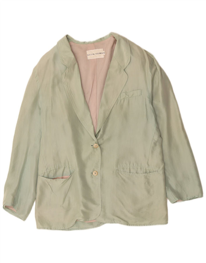 KRIZIA Chaqueta tipo blazer de 2 botones para mujer IT 46 Grande Verde